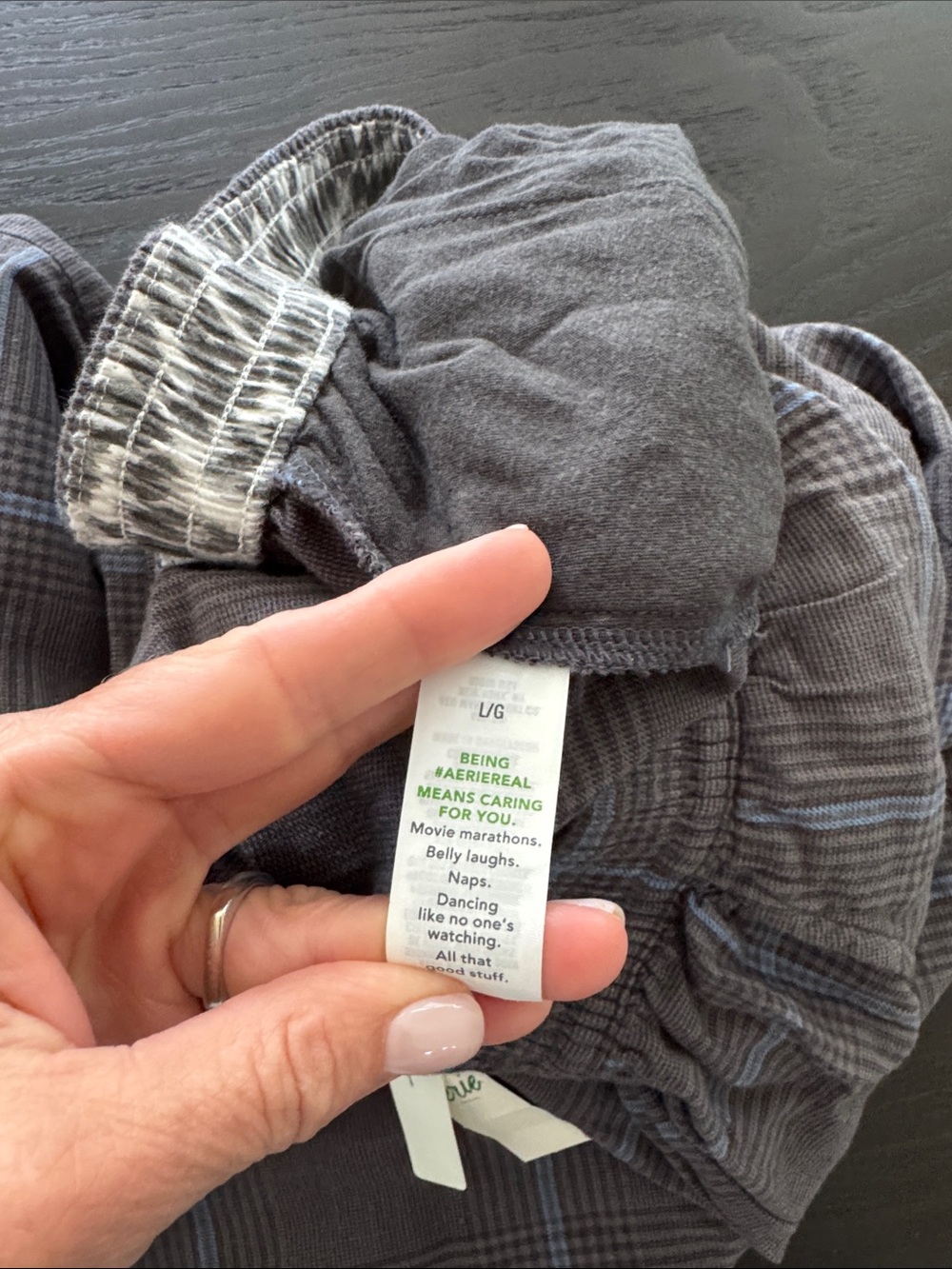 Aerie Gray Plaid Lounge Pants with Blue Windowpane - Picture 6 of 10